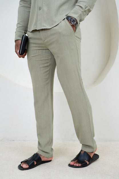 Linen Long Sleeve Resort Shirt - Olive