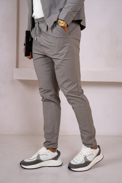 Pinstripe Cargo Utility Overshirt - Grey