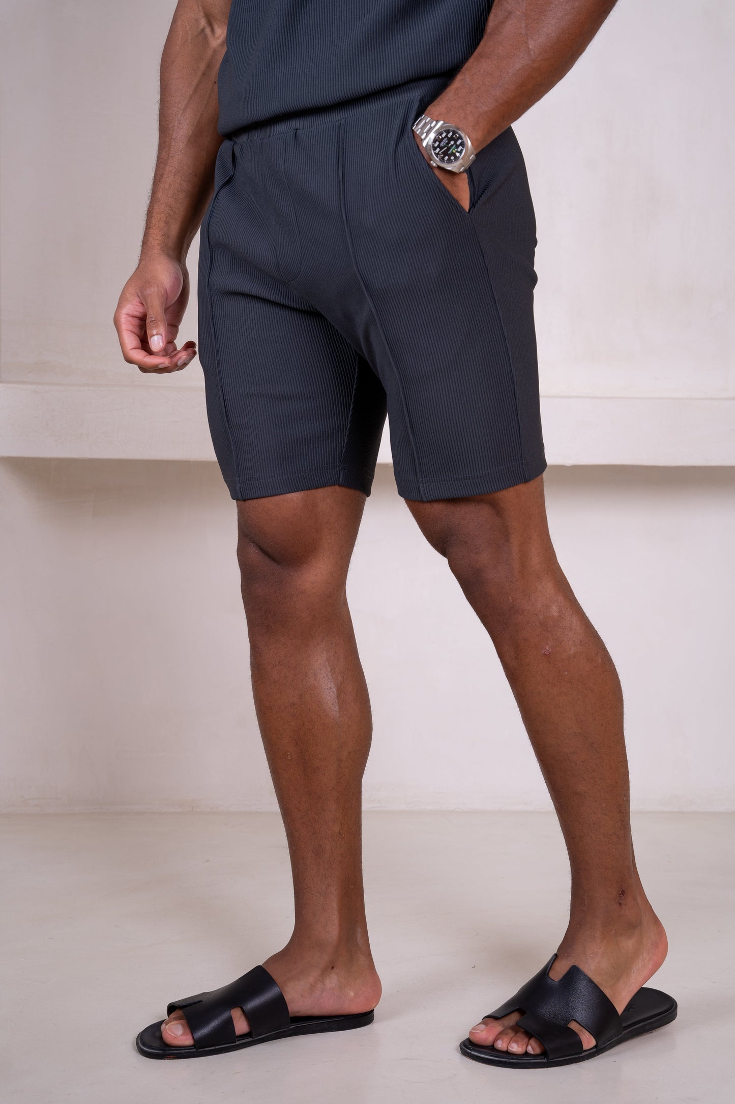 Pleated Slim Fit Shirt - Charcoal